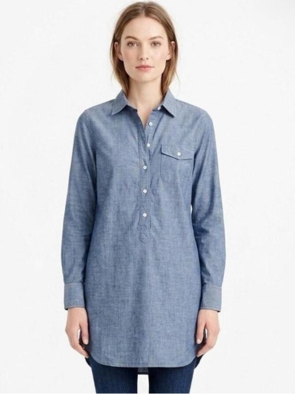J.Crew Cotton Chambray Preppy Popover Shirt Size M
